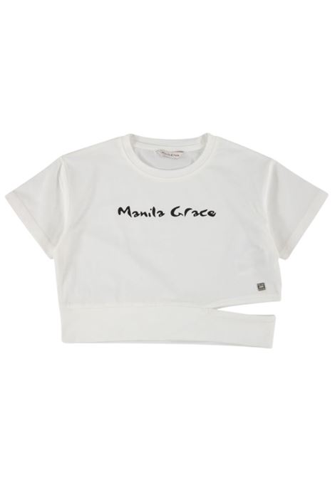 White cotton T-shirt for girls Manila Grace | 148TMJS25/SUBIANCO